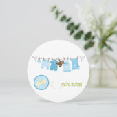 Babyschoenen met een waslijn {Blauw} Kaart (Staand voorkant)