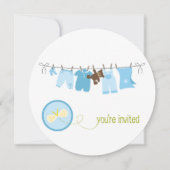 Babyschoenen met een waslijn {Blauw} Kaart (Voorkant)