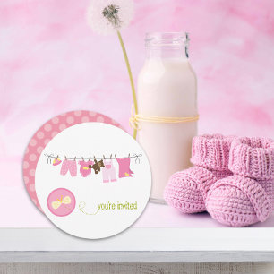 Babyschoenen met een waslijn {Roze} Kaart