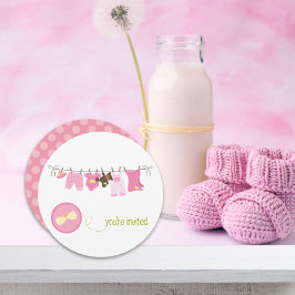 Babyschoenen met een waslijn {Roze} Kaart