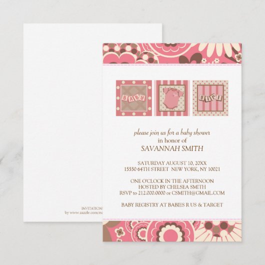 Babyschoenen (roze) kaart (Voorkant / Achterkant)