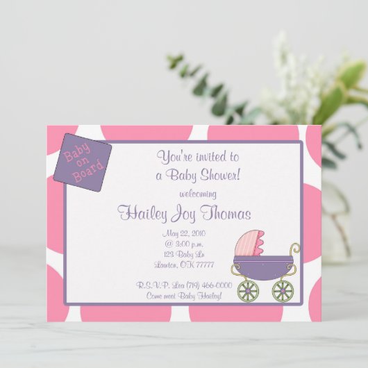 babysh Je bent uitgenodigd voor een Baby shower. Kaart (Staand voorkant)