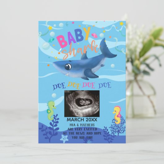 BabyShark echo foto zwangerschap aankondiging (Staand voorkant)