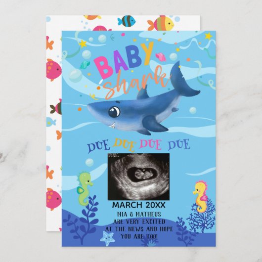 BabyShark echo foto zwangerschap aankondiging (Voorkant / Achterkant)