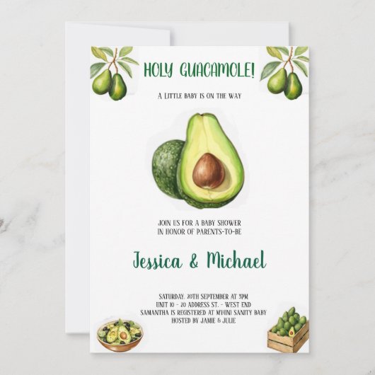 babyshower avocado uitnodiging (Voorkant)