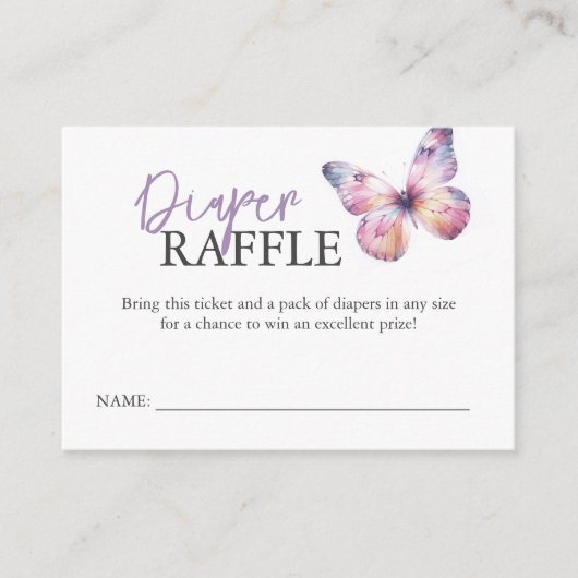 Babyshower Behuizing Kaarten Luier Raffle Vlinder (Voorkant)