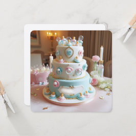 BABYSHOWER, BLAUWE & WITTE TAART MET FOPSPEENEN KAART