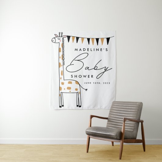 BABYSHOWER | Cute Doodle Giraffe Wandkleed (In situ)