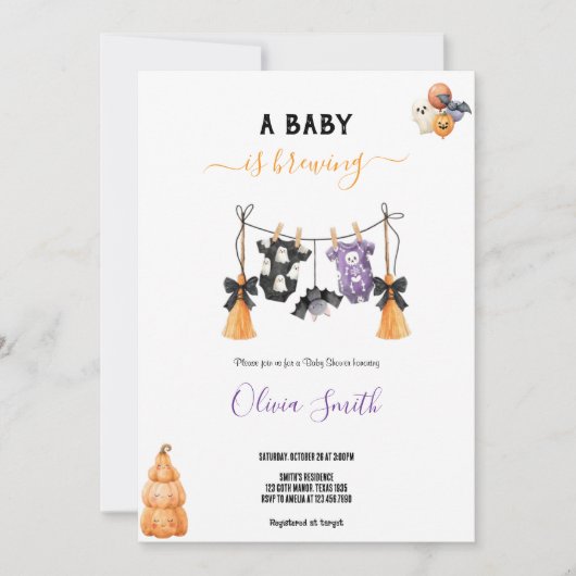 BABYSHOWER HALLOWEEN VIBE PARTY UITNODIGING (Voorkant)