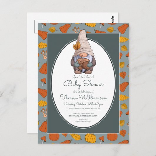 BABYSHOWER | Kabouter Herfst Briefkaart (Voorkant / Achterkant)