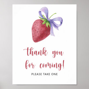 Babyshower met aardbei - bedankt voor uw komst poster