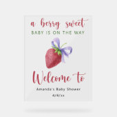 Babyshower met aardbei met strik acryl bord (Voorkant)