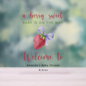 Babyshower met aardbei met strik acryl bord (Neutraal)