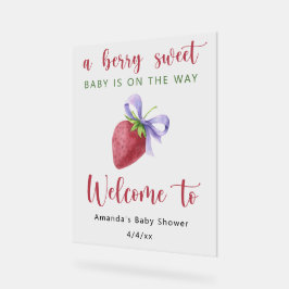 Babyshower met aardbei met strik acryl bord