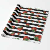 Babyshower met aardbeienpatroon cadeaupapier (Uitgerold)