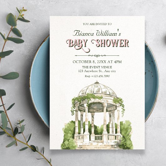 Babyshower met tuin groen kaart