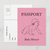Babyshower passport uitnodiging briefkaart (Voorkant / Achterkant)