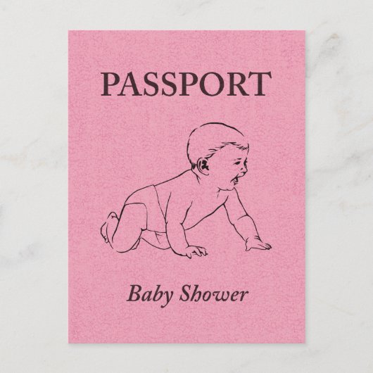 Babyshower passport uitnodiging briefkaart (Voorkant)