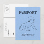 Babyshower passport uitnodiging briefkaart (Voorkant / Achterkant)