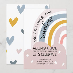 BABYSHOWER REGENBOOG UITNODIGING Gemengde Shower P