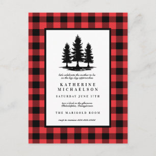 BABYSHOWER   Rustic Forest Buffalo Checks Briefkaart