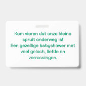 Babyshower Uitnodiging Badge - Schattige Baby en E (Achterkant)