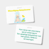 Babyshower Uitnodiging Badge - Schattige Baby en E (Voor- en achterkant)