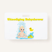 Babyshower Uitnodiging Badge - Schattige Baby en E (Voorkant)