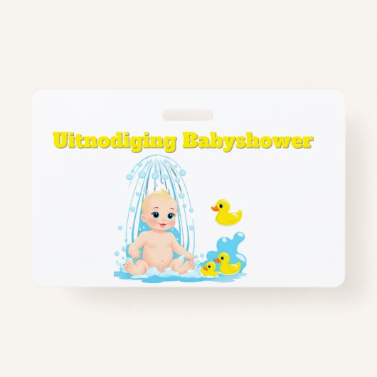 Babyshower Uitnodiging Badge - Schattige Baby en E (Voorkant)