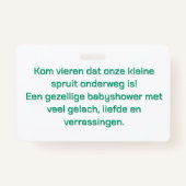 Babyshower Uitnodiging Badge - Schattige Baby en E (Achterkant)