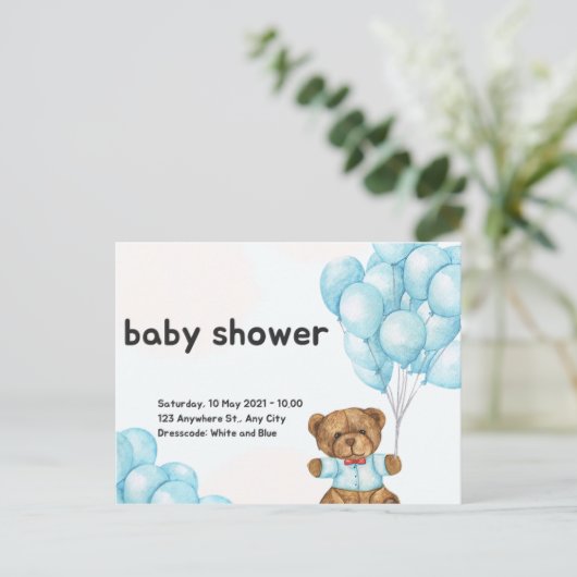 babyshower-uitnodiging briefkaart (Staand voorkant)