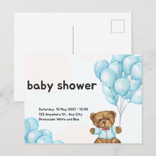 babyshower-uitnodiging briefkaart (Voorkant / Achterkant)