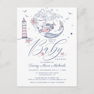 BABYSHOWER   Walvis Meermin Baby Meisje Strand Briefkaart