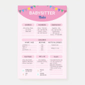 Babysit Bedrijf | Babysitter Informatie Notitie Post-it® Notes (Voorkant)