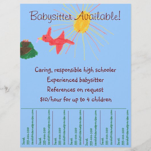Babysit Flyer - Zonnige Scene (Voorkant)