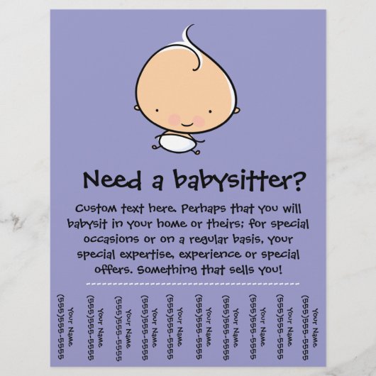 Babysit promotie scheurblad flyer (Voorkant)