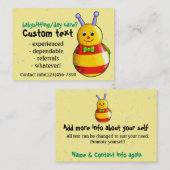 Babysitezorg visitekaartje kinderopvang (Voorkant / Achterkant)