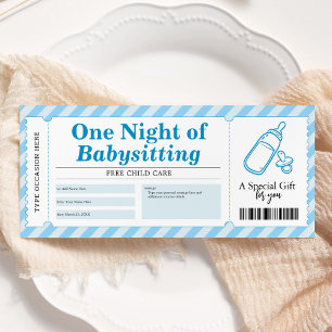 Babysitservice Blauwe Cadeaubon Kaart