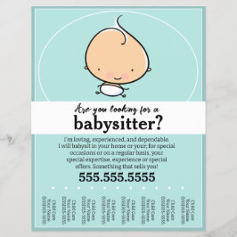 Babysitten, dagopvang, kinderopvang, blauwgroen tr flyer