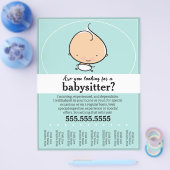 Babysitten, dagopvang, kinderopvang, blauwgroen tr flyer (Enkel)