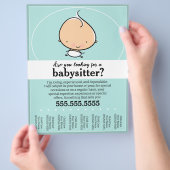 Babysitten, dagopvang, kinderopvang, blauwgroen tr flyer (Hand)