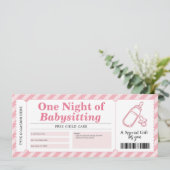 Babysitten Dienst Roze Cadeaubon Kaart (Staand voorkant)