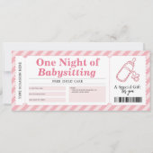 Babysitten Dienst Roze Cadeaubon Kaart (Voorkant)