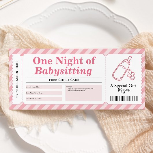 Babysitten Dienst Roze Cadeaubon Kaart
