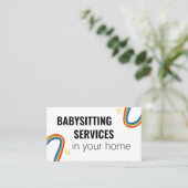 Babysitten Diensten in huis, leuke regenboogster Visitekaartje (Staand voorkant)