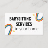 Babysitten Diensten in huis, leuke regenboogster Visitekaartje (Voorkant)