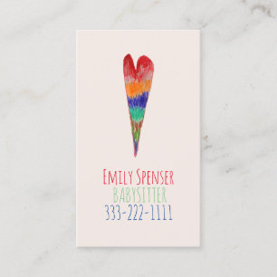 Babysitten & kinderopvang Drawn Heart Kaart Visitekaartje