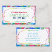Babysitten & Kinderopvang Kleurrijke Vlinder Kaart Visitekaartje (Voorkant / Achterkant)