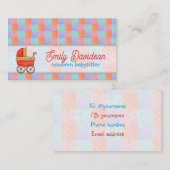Babysitten & Kinderopvang Rode Trolley Square Quil Visitekaartje (Voorkant / Achterkant)
