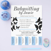 Babysitten Kinderopvang Vlinder Afscheur Strips Flyer (Enkel)